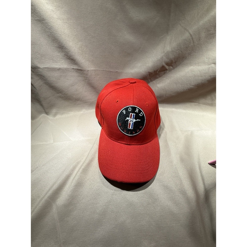 Ford Mustang GT Adjustable Hat Red Emblem Baseball Cap Cotton Blend New